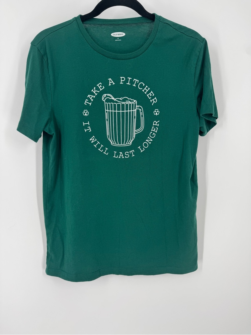 Old Navy Green Short-Sleeve Graphic Tee with White Pitcher Design